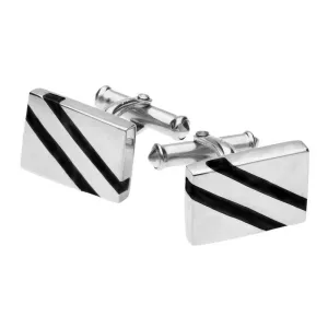 Sterling Silver Whitby Jet Oblong Slither Cufflinks