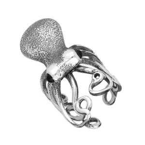 Sterling Silver Whitby Jet Octopus Ring