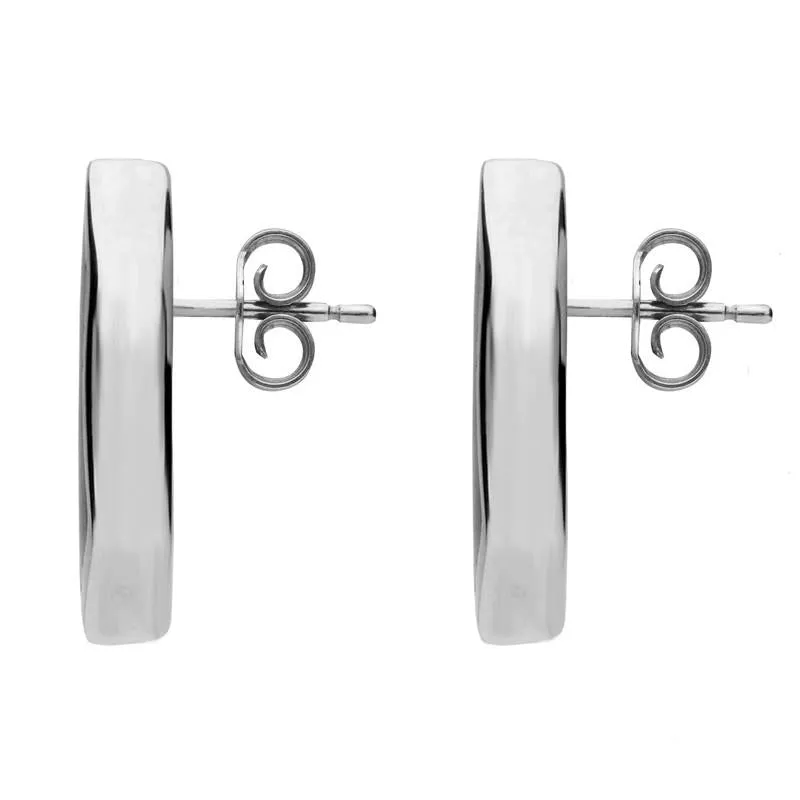 Sterling Silver Whitby Jet Organic Abstract Pentagon Stud Earrings