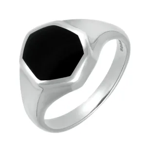 Sterling Silver Whitby Jet Organic Concave Signet Ring