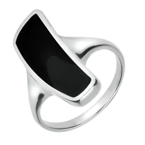 Sterling Silver Whitby Jet Organic Curved Oblong Ring D