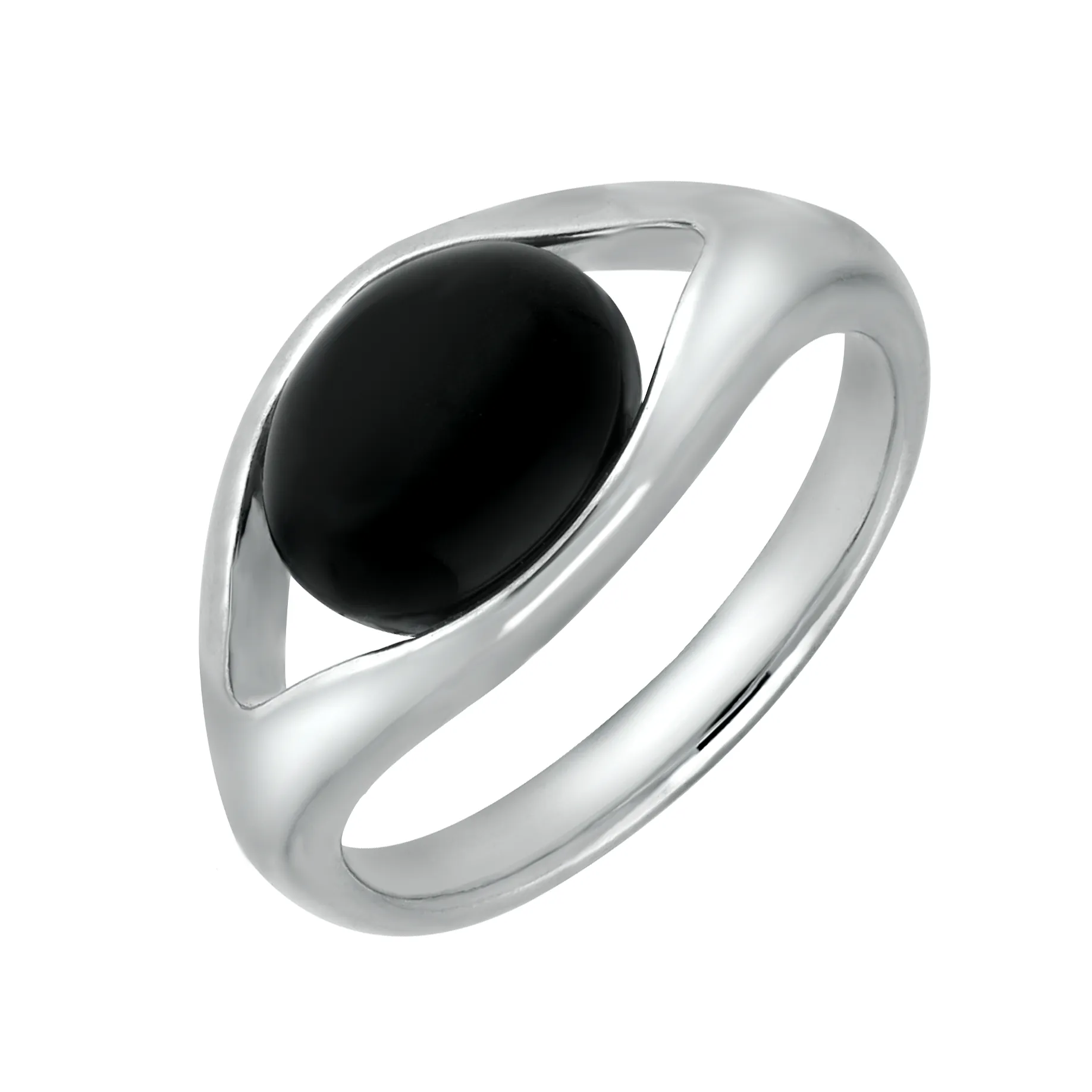 Sterling Silver Whitby Jet Oval Eye Ring