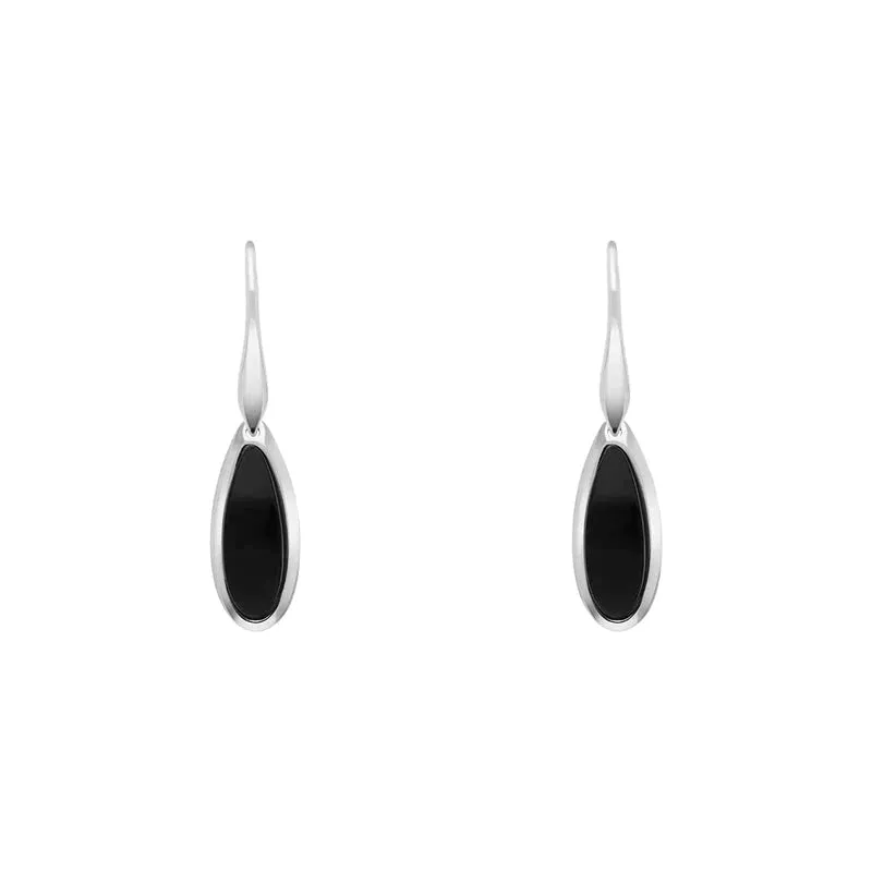 Sterling Silver Whitby Jet Pear Drop Earrings