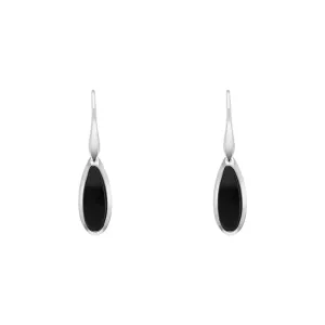 Sterling Silver Whitby Jet Pear Drop Earrings