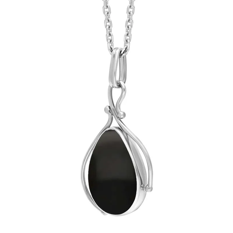 Sterling Silver Whitby Jet Pear Drop Twisted D