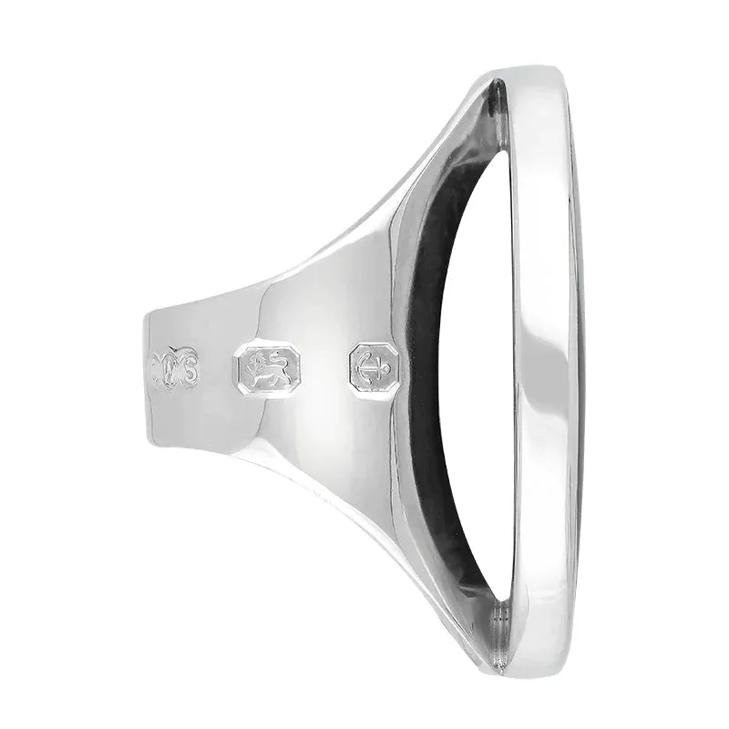 Sterling Silver Whitby Jet Queen's Jubilee Hallmark Large Round Ring D