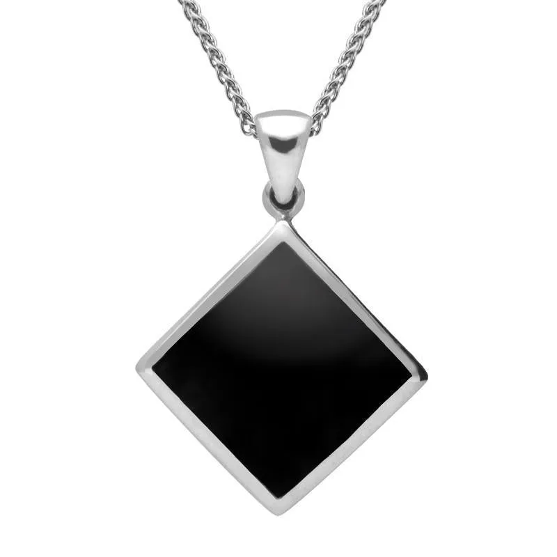 Sterling Silver Whitby Jet Rhombus Necklace