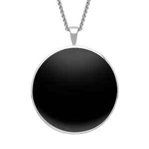 Sterling Silver Whitby Jet Round Classic Large Necklace