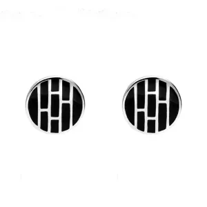 Sterling Silver Whitby Jet Round Inlaid Stud Earrings E892