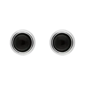 Sterling Silver Whitby Jet Round Stud Earrings
