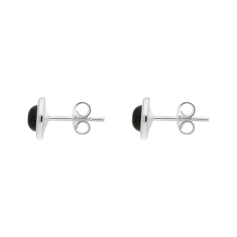 Sterling Silver Whitby Jet Round Stud Earrings