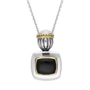 Sterling Silver Whitby Jet Scroll Top Necklace D