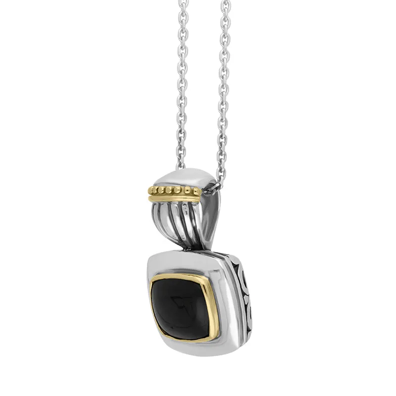 Sterling Silver Whitby Jet Scroll Top Necklace D