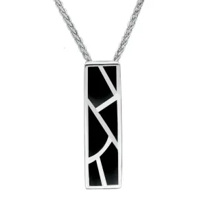 Sterling Silver Whitby Jet Six Stone Oblong Shaped Necklace