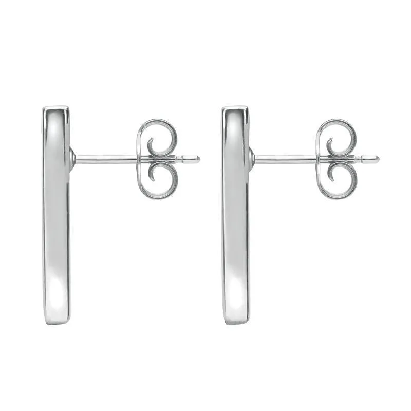 Sterling Silver Whitby Jet Six Stone Oblong Shaped Stud Earrings