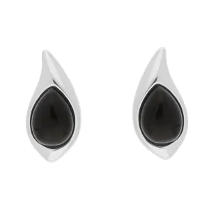 Sterling Silver Whitby Jet Small Teardrop Stud Earrings