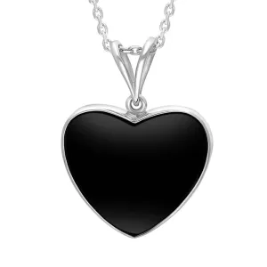 Sterling Silver Whitby Jet Split Bale Heart Necklace