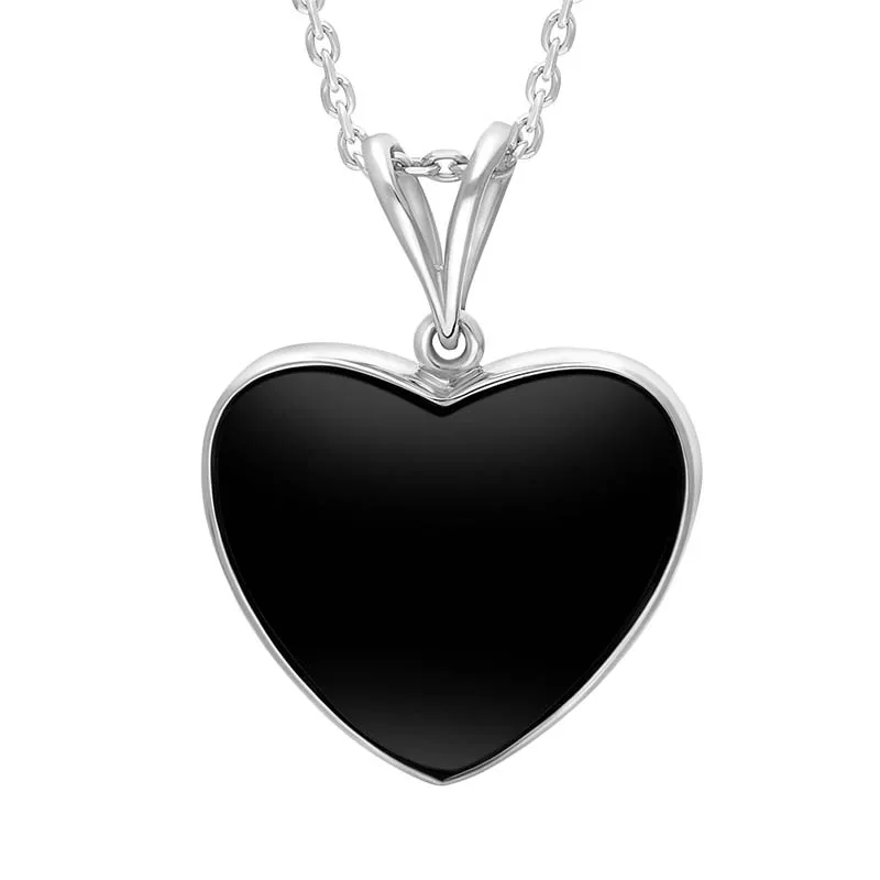 Sterling Silver Whitby Jet Split Bale Heart Necklace