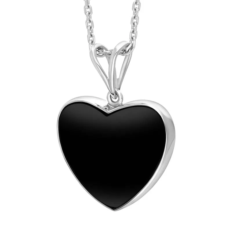 Sterling Silver Whitby Jet Split Bale Heart Necklace