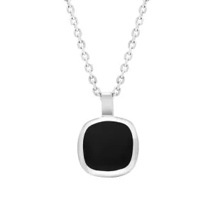 Sterling Silver Whitby Jet Square Cushion Necklace