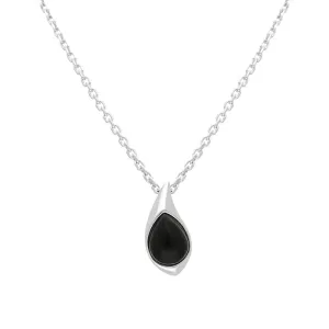 Sterling Silver Whitby Jet Teardrop Pendant