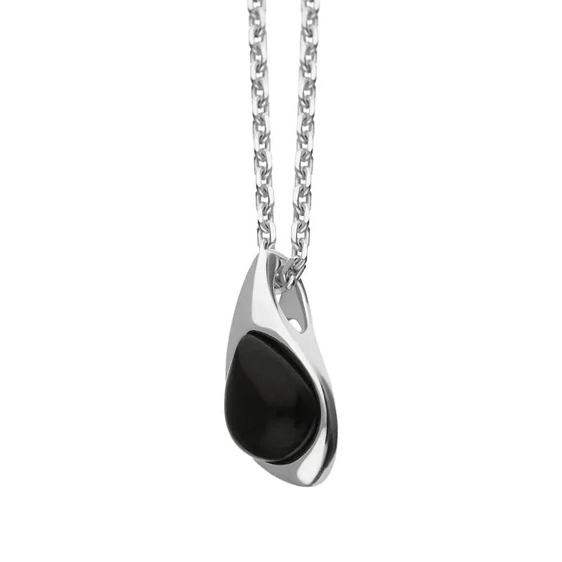 Sterling Silver Whitby Jet Teardrop Pendant