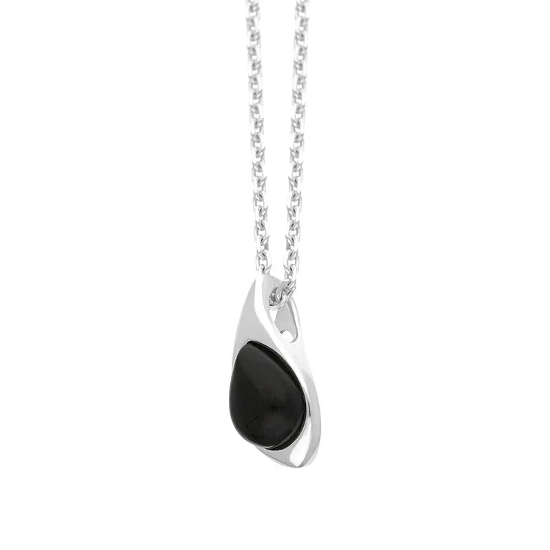 Sterling Silver Whitby Jet Teardrop Pendant