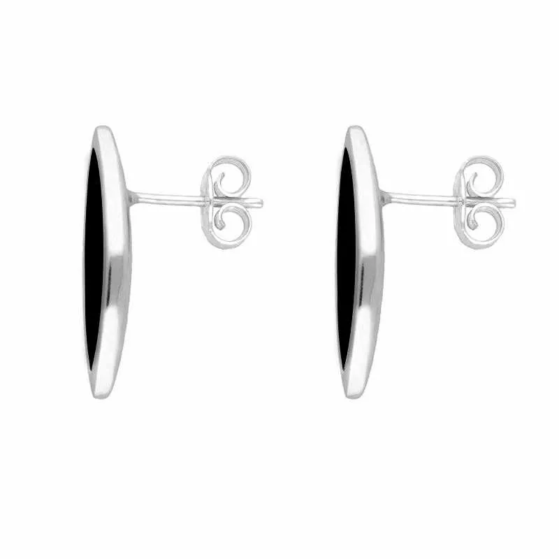 Sterling Silver Whitby Jet Toscana Marquise Stud Earrings