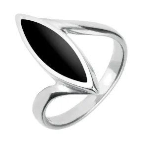 Sterling Silver Whitby Jet Toscana Marquise Twist Ring