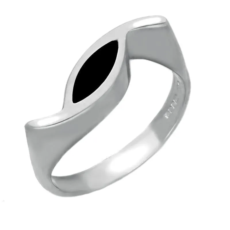 Sterling Silver Whitby Jet Toscana Overlapping Marquise Ring
