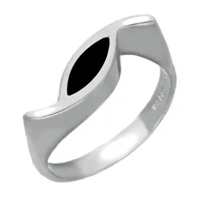 Sterling Silver Whitby Jet Toscana Overlapping Marquise Ring
