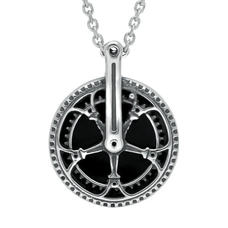 Sterling Silver Whitby Jet Tour De Yorkshire Large Chain Wheel Necklace
