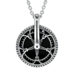 Sterling Silver Whitby Jet Tour De Yorkshire Large Chain Wheel Necklace