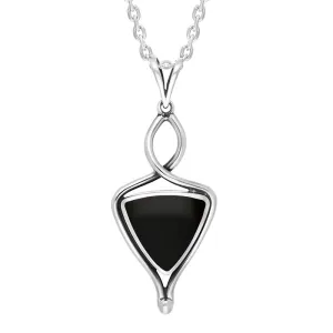 Sterling Silver Whitby Jet Triangle Abstract Open Frame Necklace D