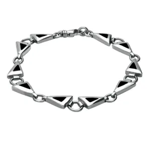 Sterling Silver Whitby Jet Triangular Freeform Bracelet D