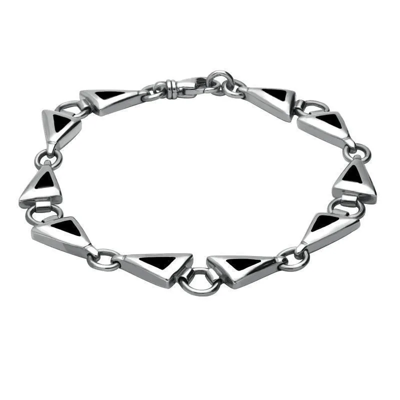 Sterling Silver Whitby Jet Triangular Freeform Bracelet D