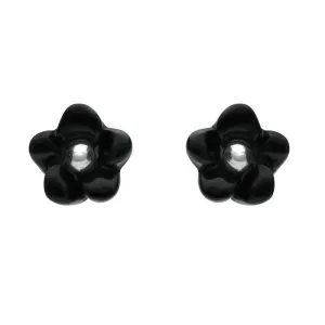 Sterling Silver Whitby Jet Tuberose 6mm Flower Stud Earrings