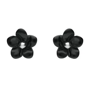 Sterling Silver Whitby Jet Tuberose 8mm Flower Stud Earrings