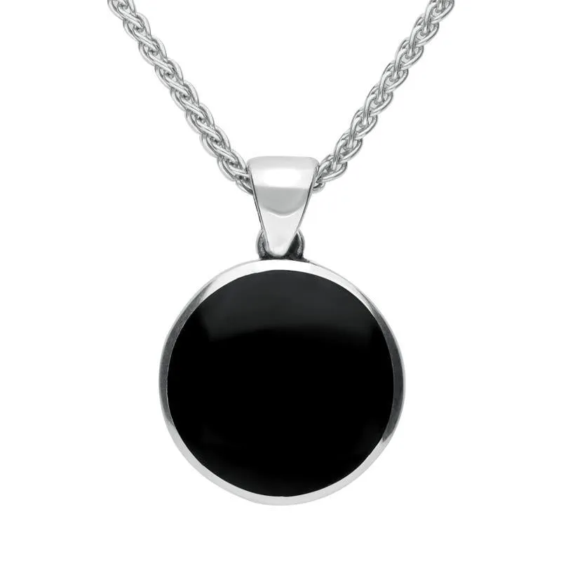 Sterling Silver Whitby Jet Tudor Rose Reversible Necklace