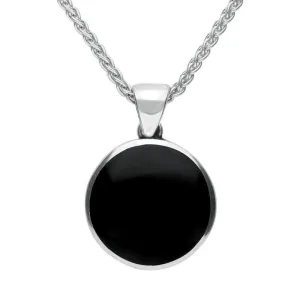 Sterling Silver Whitby Jet Tudor Rose Reversible Necklace