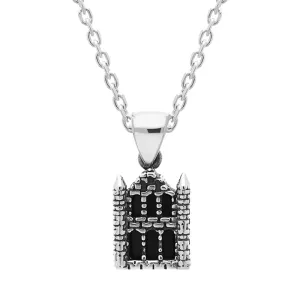 Sterling Silver Whitby Jet Whitby Abbey Necklace