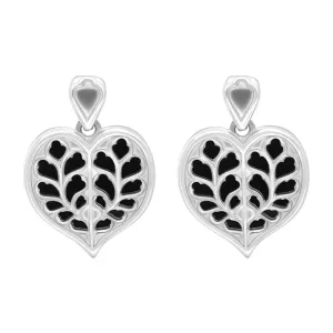 Sterling Silver Whitby Jet York Minster Heart Stud Drop Earrings