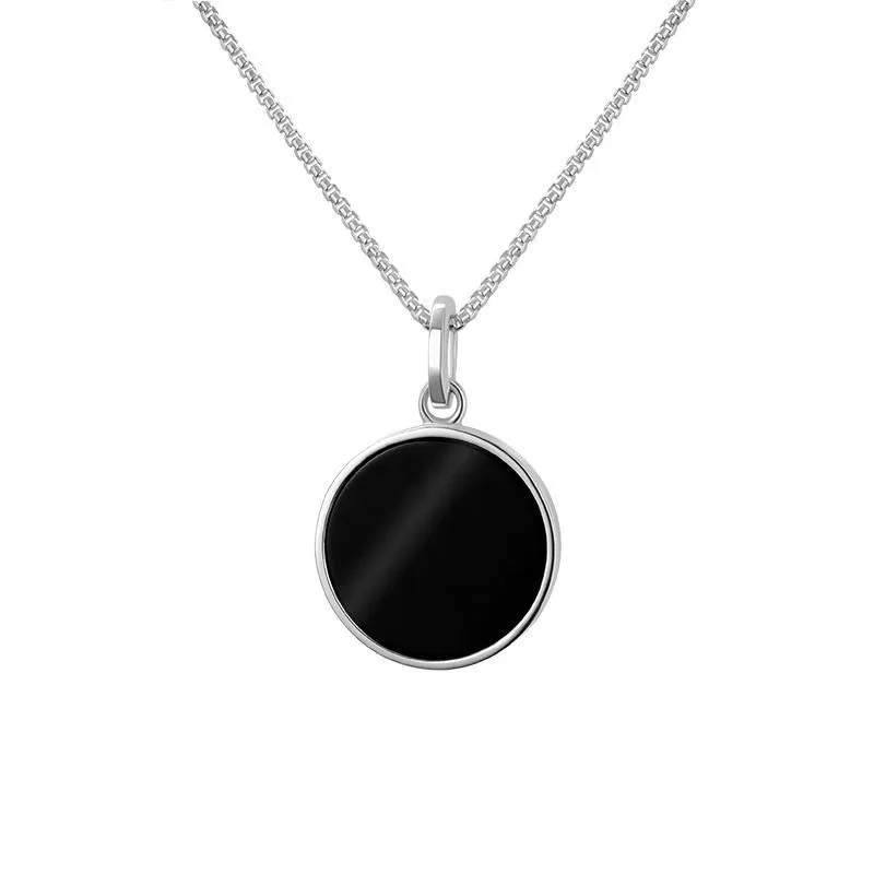 Sterling Silver Whitby Jet Zodiac Leo Round Necklace