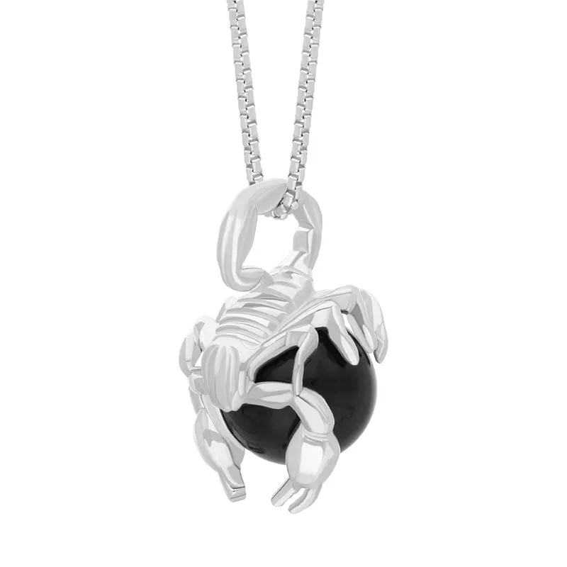 Sterling Silver Whitby Jet Zodiac Scorpio 9mm Bead Pendant