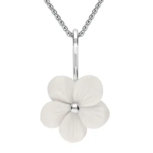 Sterling Silver White Agate Tuberose 20mm Pansy Necklace