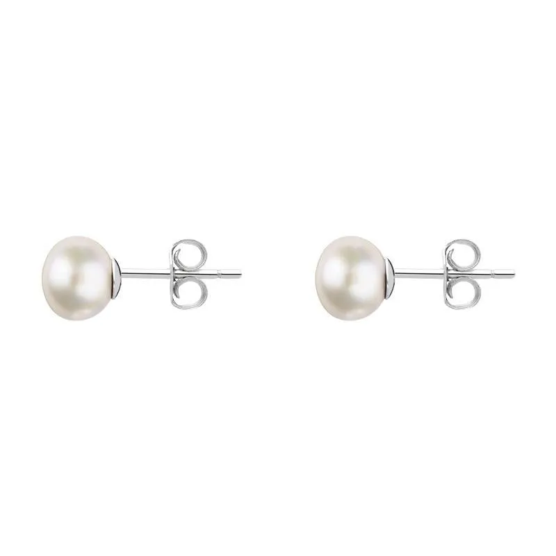 Sterling Silver White Freshwater Pearl 4mm Stud Earrings
