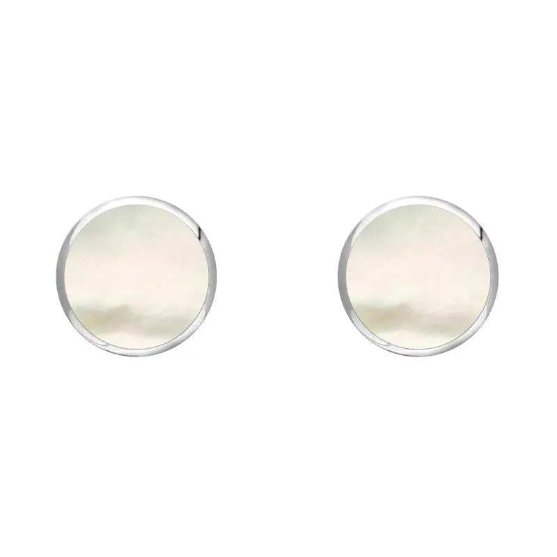 Sterling Silver White Mother of Pearl 5mm Classic Small Round Stud Earrings