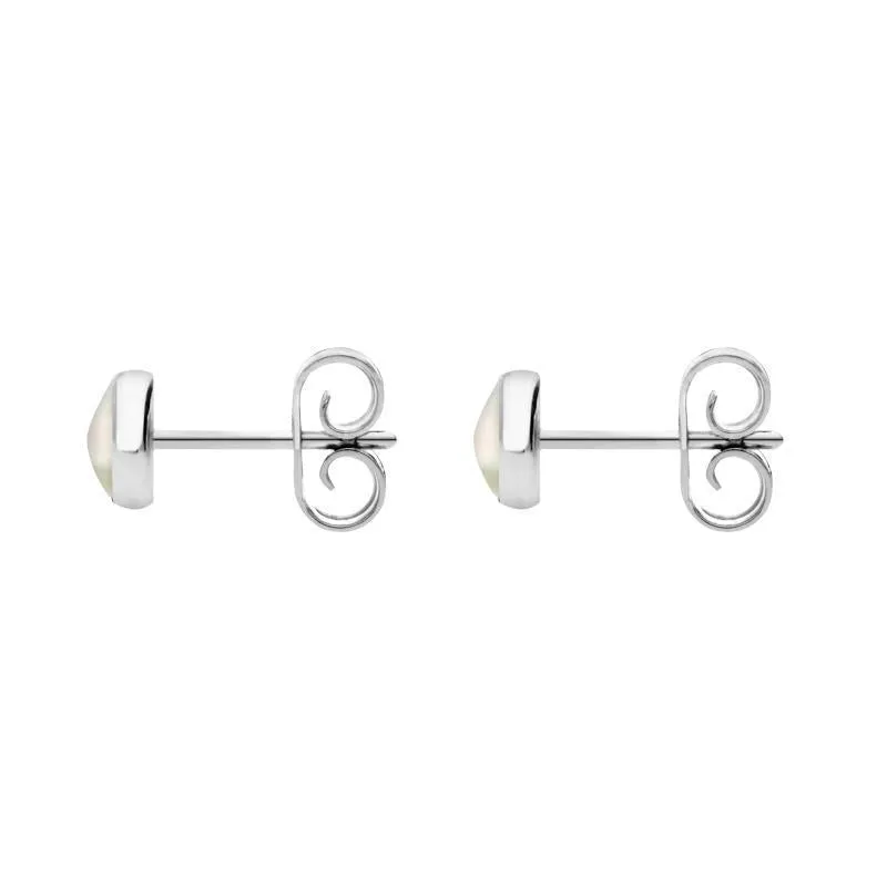 Sterling Silver White Mother of Pearl 5mm Classic Small Round Stud Earrings
