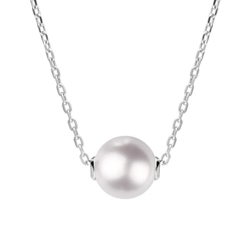 Sterling Silver White Pearl Bead Necklace