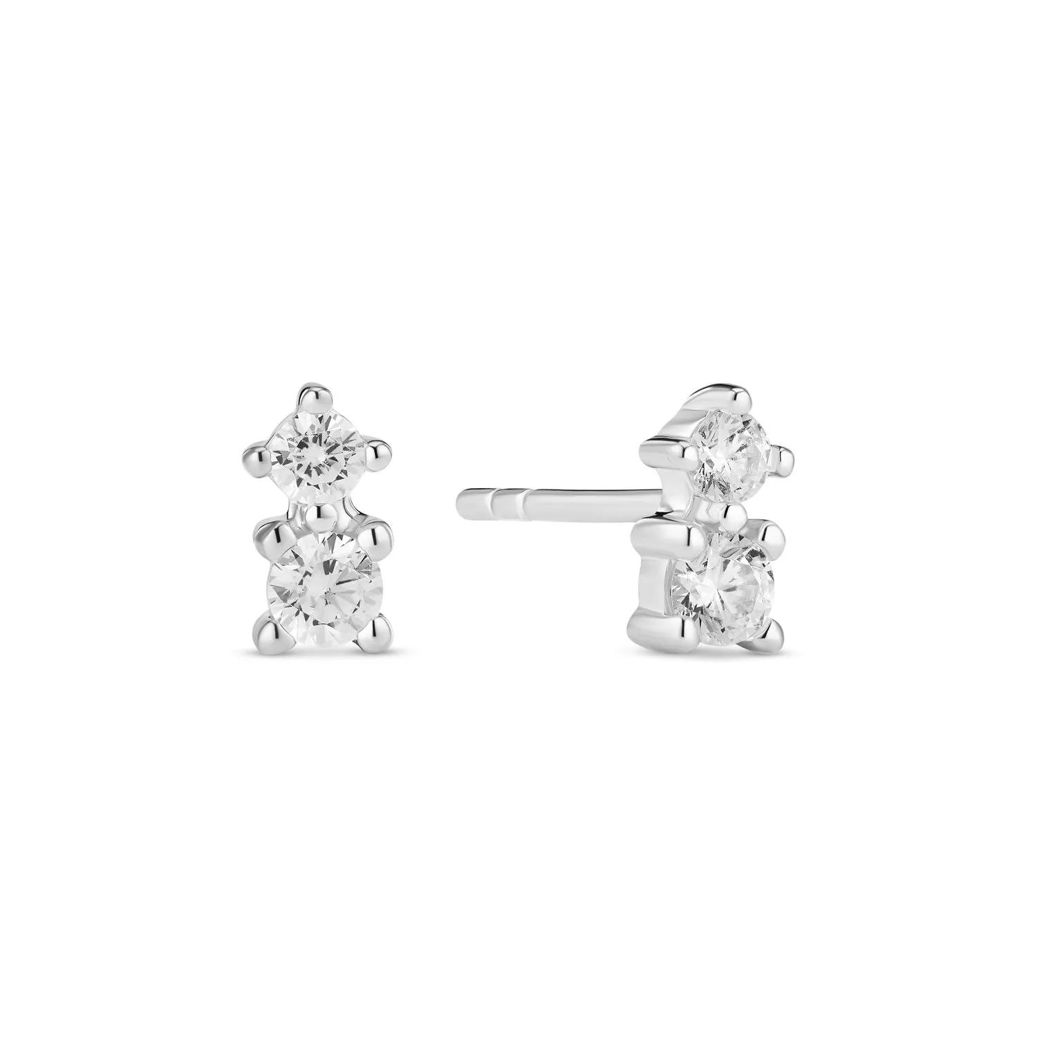 Sterling Silver White Zirconia Lucente Due Earrings SJ-E2702-CZ